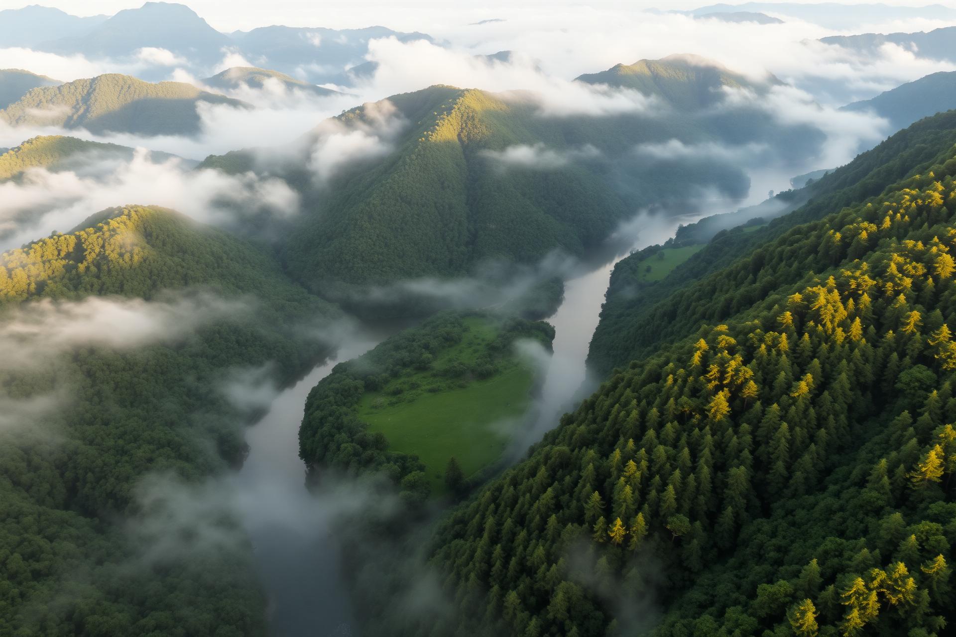 Misty jungle valley in Vietnam